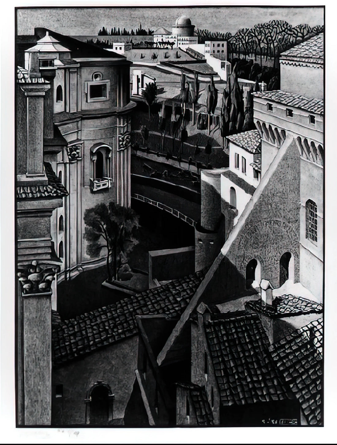 M.C. Escher Reptiles Print: A Masterpiece of Mathematical Art and Visual Illusion - BERWEEN ST PETER AND SISTINE CHAPEL MARCH 1936 1936 by MC Escher