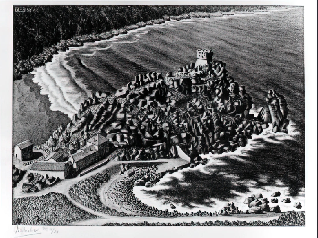 M.C. Escher: The Master of Mathematical Art and Visual Illusion - GULF OF PORTO CORSICA DECEMBER 1933 1933 by MC Escher