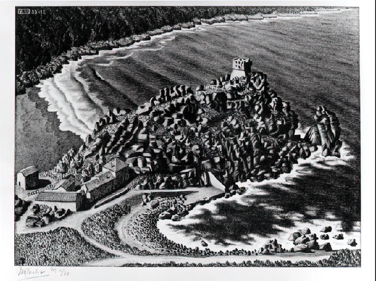 M.C. Escher: The Master of Mathematical Art and Visual Illusion - GULF OF PORTO CORSICA DECEMBER 1933 1933 by MC Escher