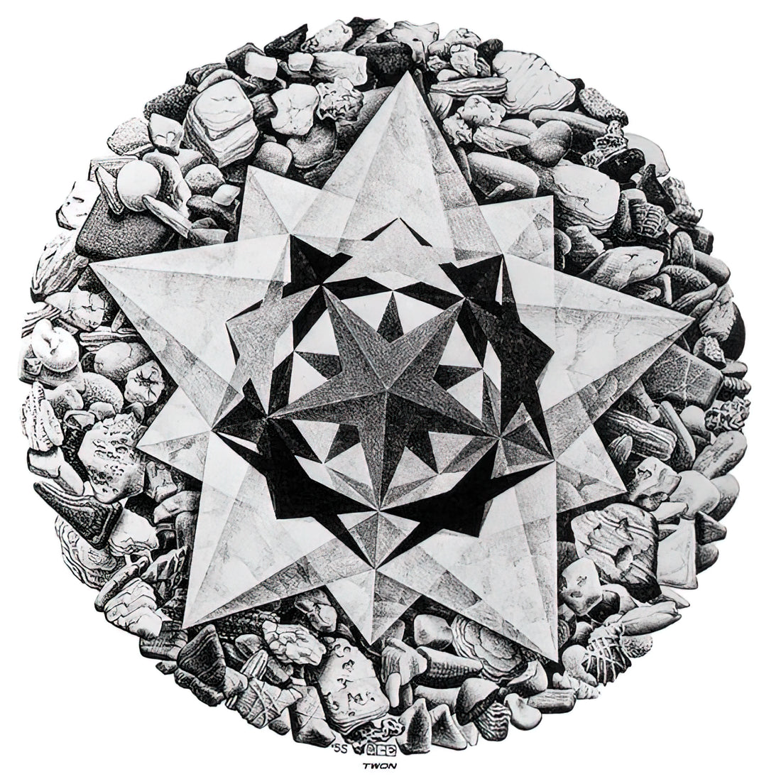 MC Escher Three Worlds Print: A Masterpiece of Mathematical Art and Visual Paradox - ESCHER (1) by MC Escher