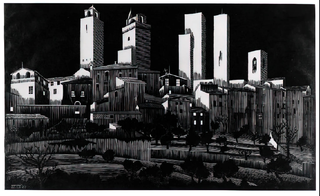 MC Escher Work: The Mathematical Poetry of Impossible Realities - SAN GIMIGNANO by MC Escher