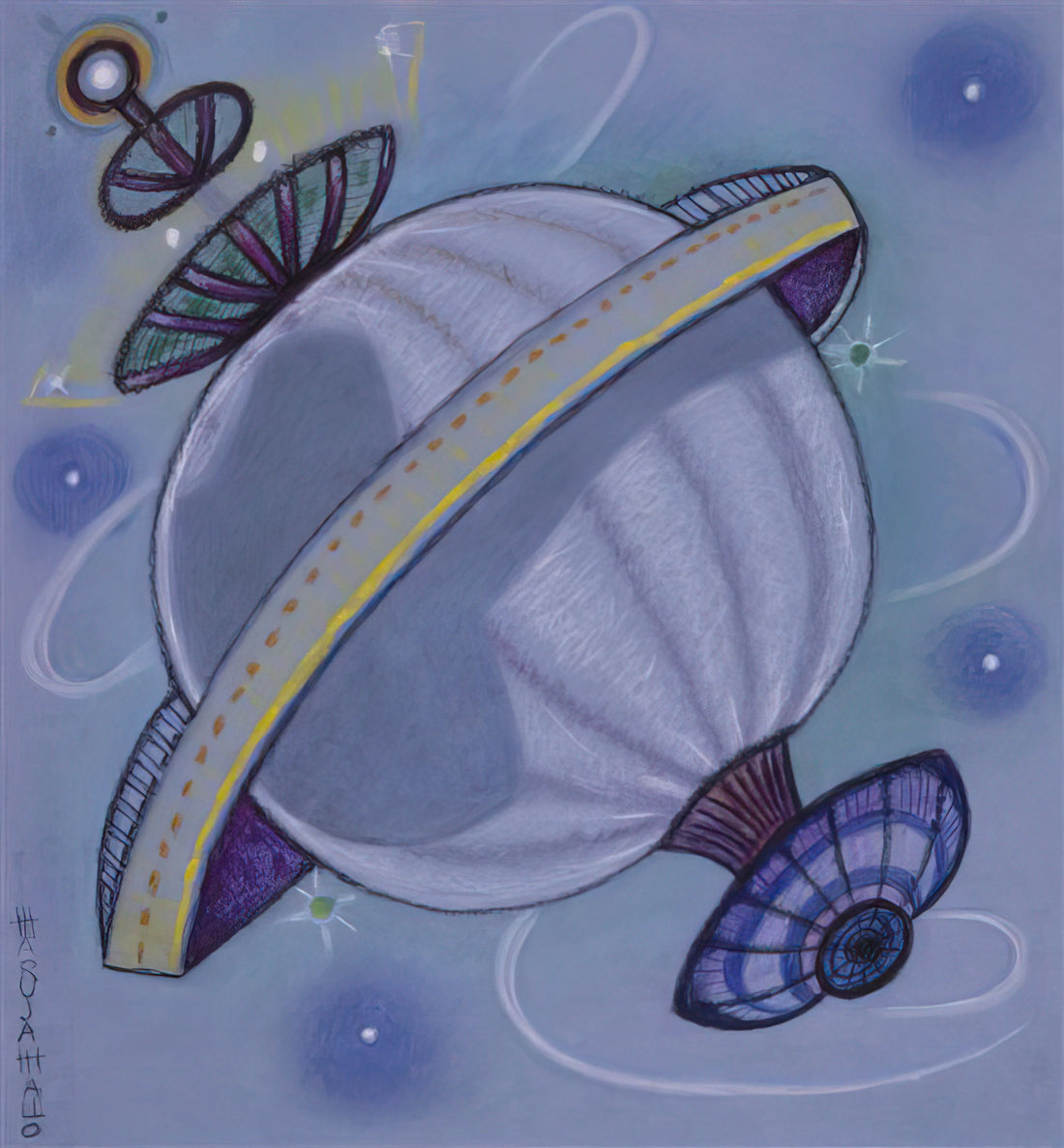 Maruja Mallo Brushed Aluminum Print: The Avant-Garde Vision of a Spanish Surrealist - Viajeros Del Éter - 1988 by Maruja Mallo