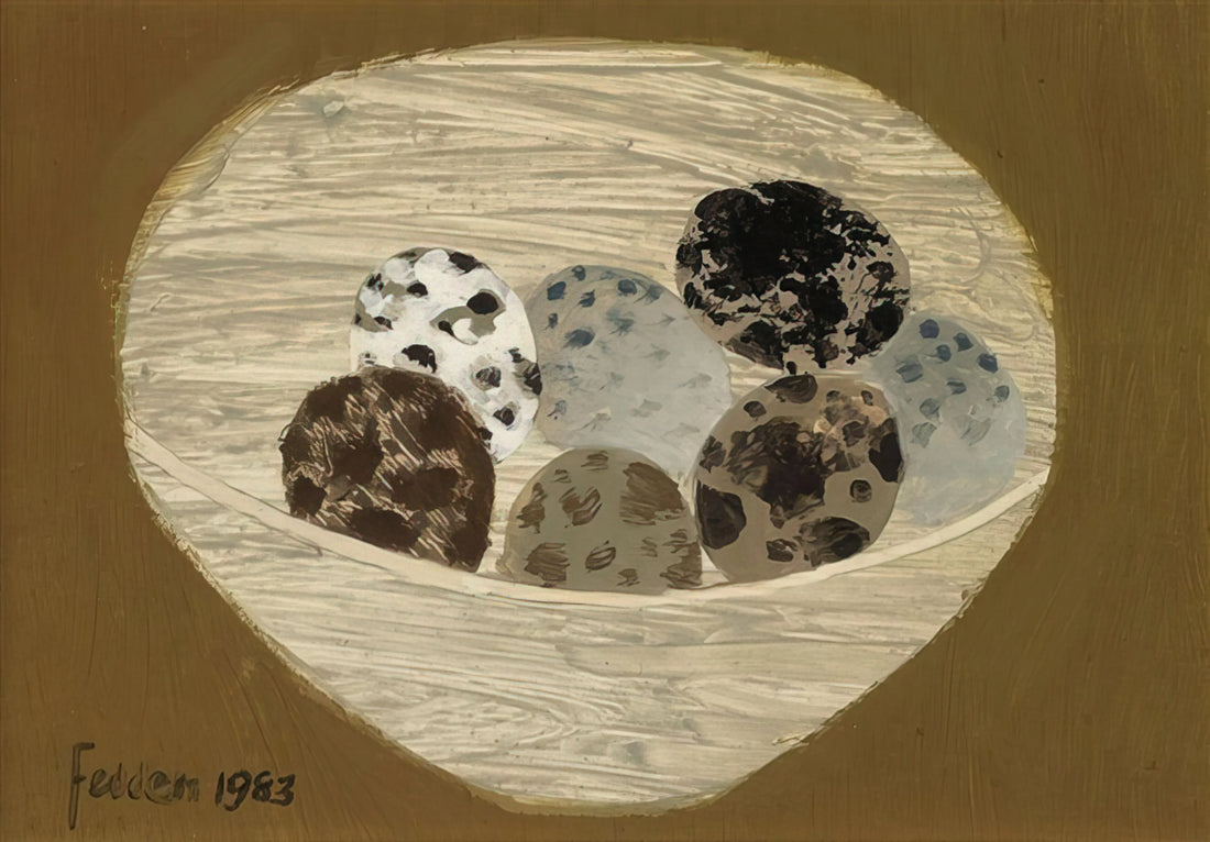 Mary Fedden Art for Sale: A Collector's Guide to Acquiring Her Joyful Modernist Works - Quail Eggs - 1983 by Mary Fedden