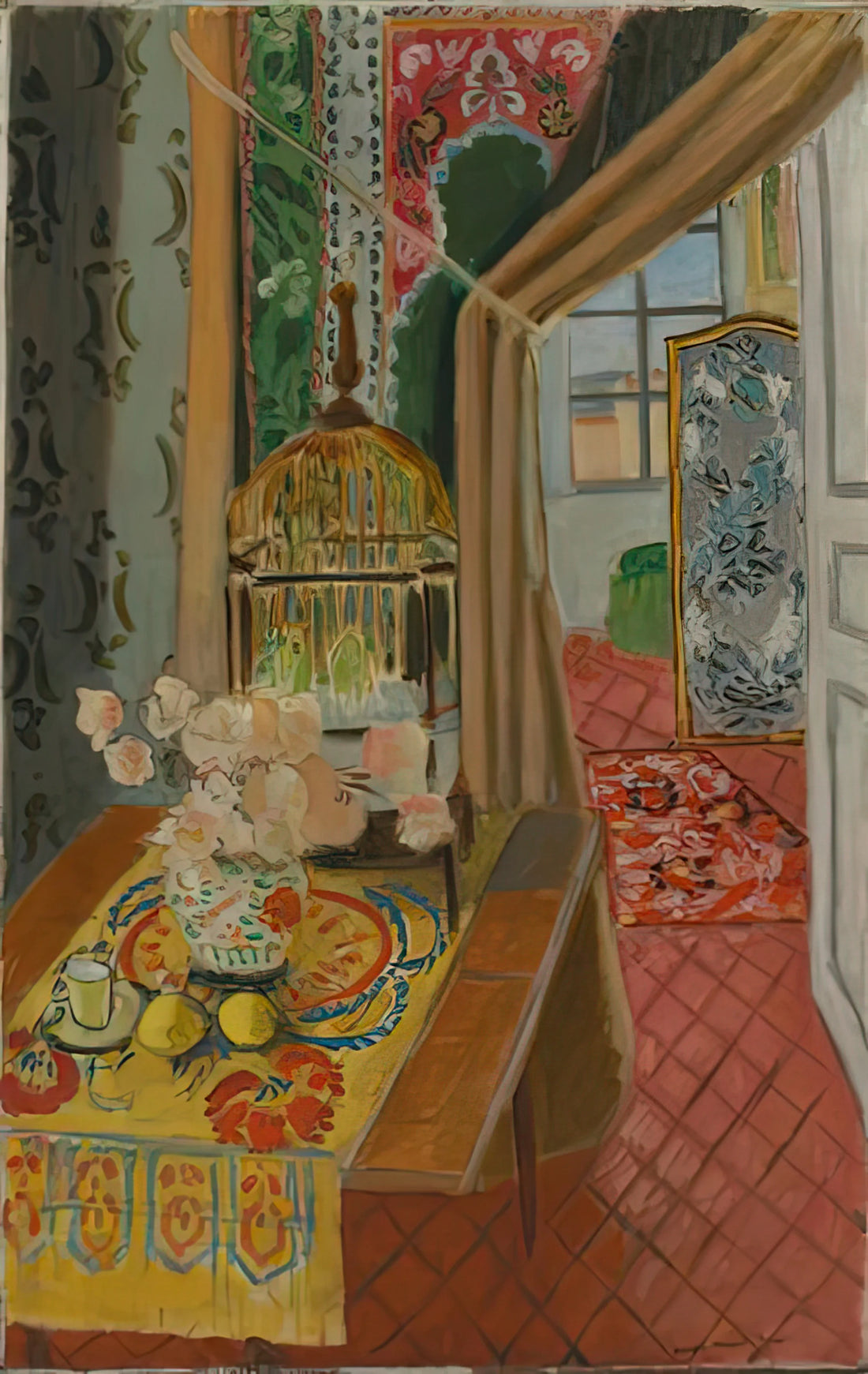 Matisse 1913: The Pivotal Year That Redefined Modern Art - INTERIOR FLOWERS AND PARAKEETS 1924 by Henri Matisse
