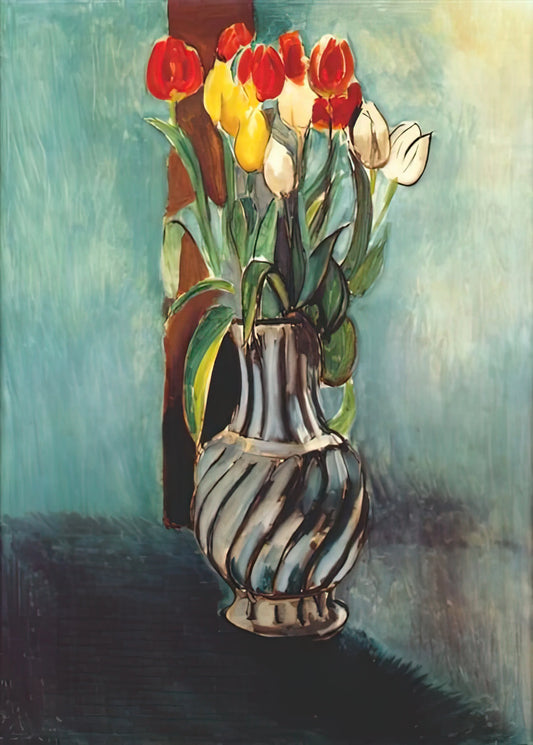 Matisse Blue Cut-Outs: The Final Masterpieces of a Modernist Genius - ME MYSELF STENDHAL VASE OF TULIPS 1914 by Henri Matisse