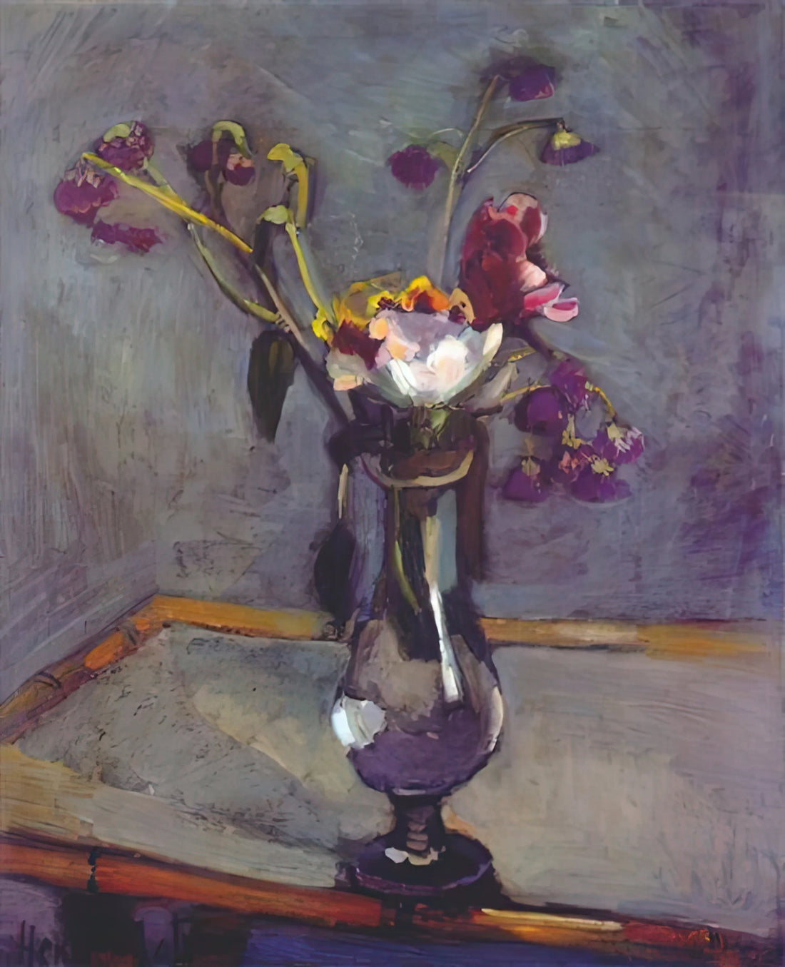 Matisse Le Platane Print: Exploring Henri Matisse's Iconic Plane Tree Masterpiece - BOUQUET ON A BAMBOO TABLE 1903 by Henri Matisse