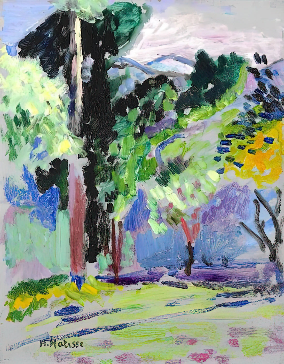 Matisse Linocut: The Master's Bold Exploration in Black and White - PAYSAGE A COLLIOURE 1905 by Henri Matisse