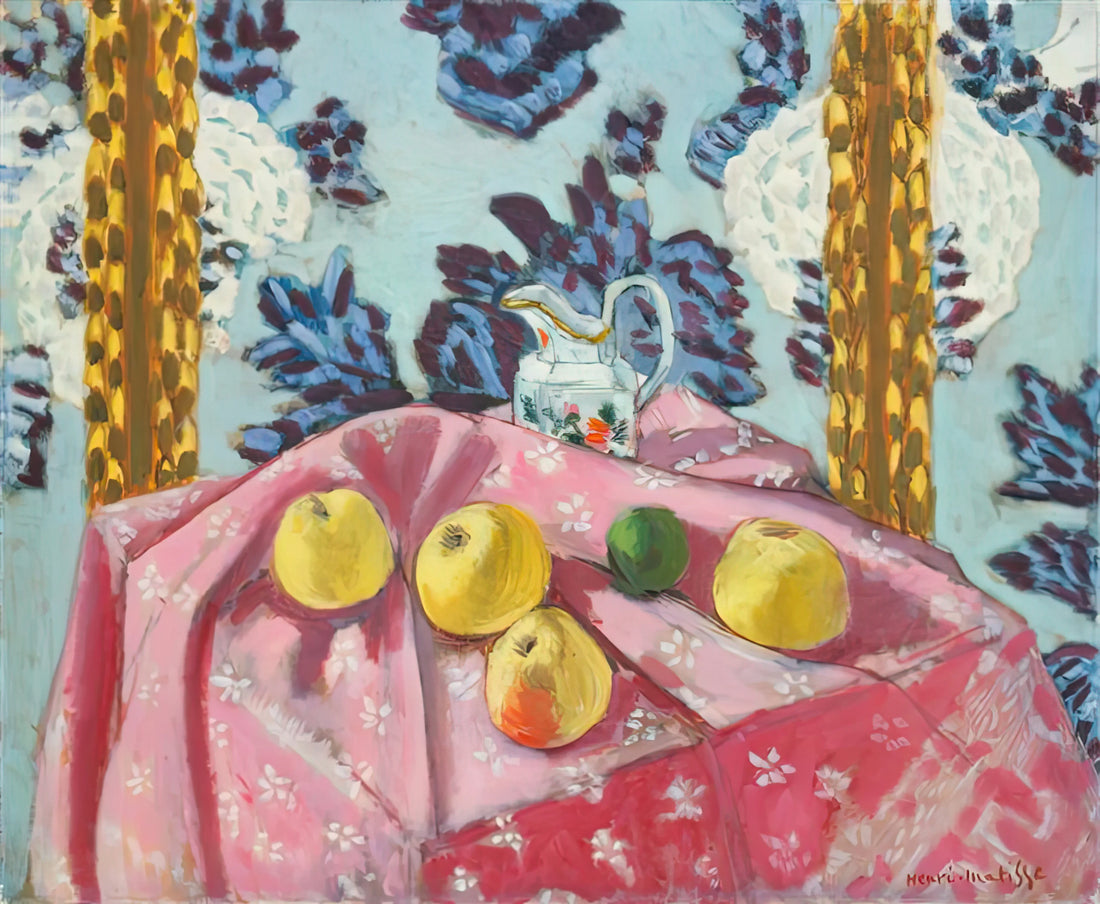 Matisse Notre Dame: A Window into the Artist's Vision of Paris - STILL LIFE WITH APPLES ON A PINK TABLECLOTH 1924 by Henri Matisse