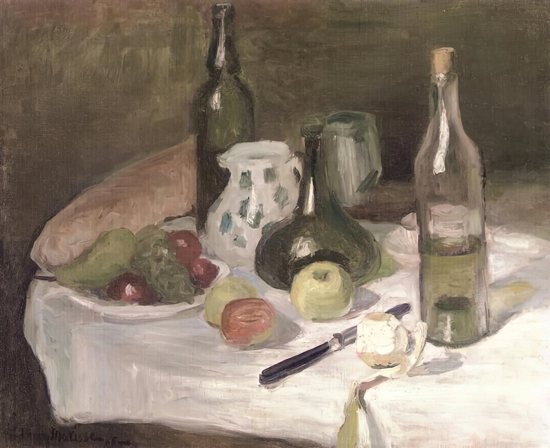Matisse Papiers Découpés: The Revolutionary Cut-Outs That Transformed Modern Art - STILL LIFE WITH FRUIT AND BOTTLES 1896 by Henri Matisse
