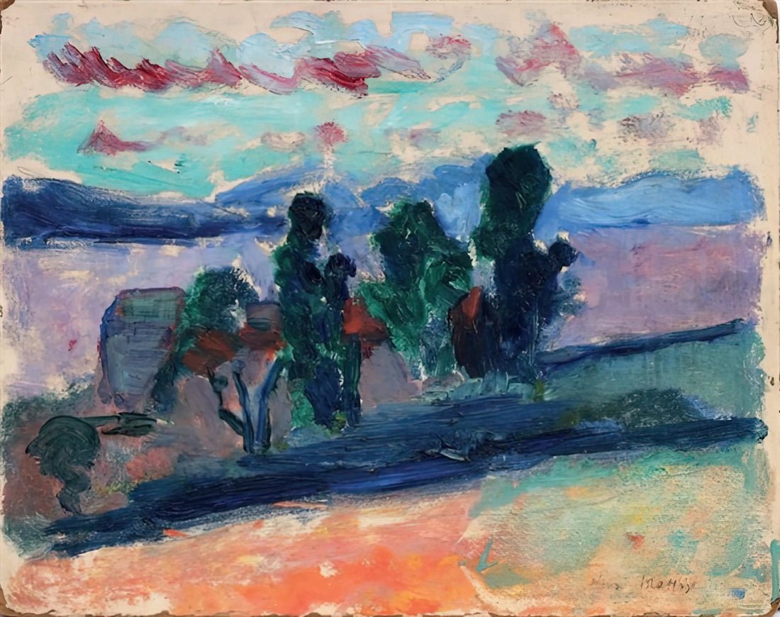 Matisse Swimming Pool Print: The Master's Final Cut-Out Masterpiece - PAYSAGE DE SAINT TROPEZ AU CREPUSCULE 1904 by Henri Matisse