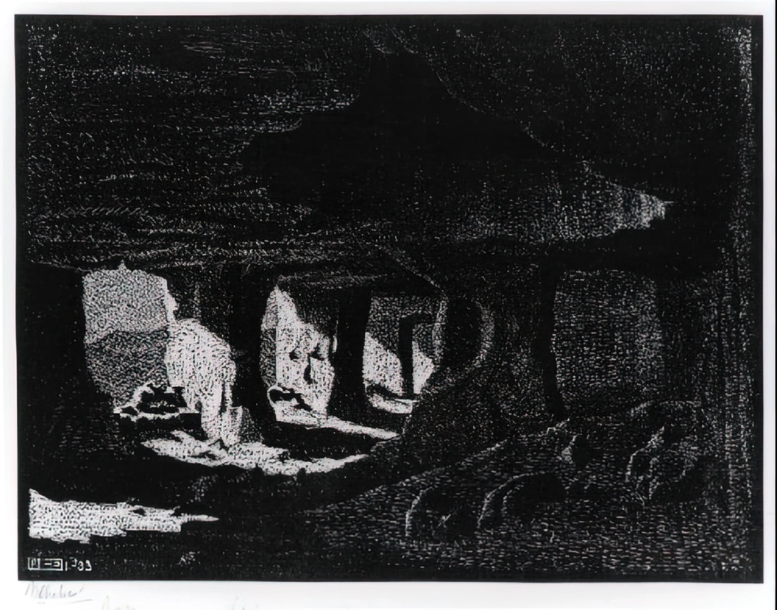 Maurits Cornelis Escher: The Master of Mathematical Illusion and Visual Paradox - CAVE DWELLINGS NEAR SPERLINGA SICILY by MC Escher