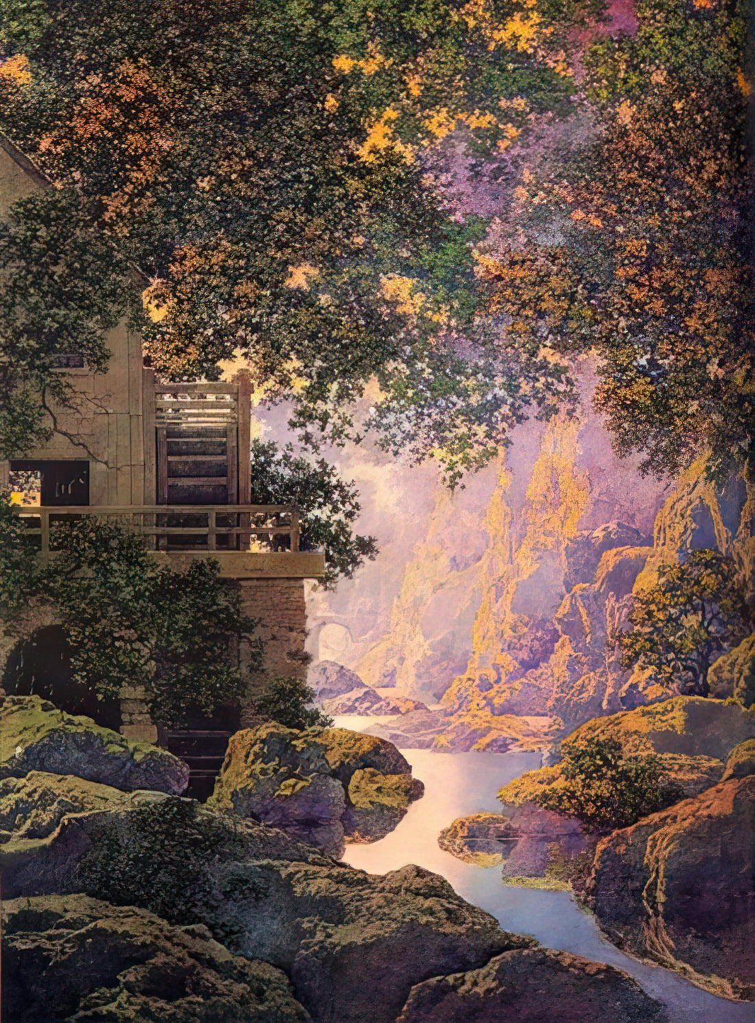Maxfield Parrish Canvas: The Timeless Allure of America's Master Illustrator - The Old Glen Mill Large by Maxfield Parrish