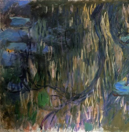 Monet Canvas Prints for Sale: A Curator's Guide to Owning Impressionist Masterpieces - Water Lilies, Reflections of Weeping Willows left half by claude monet