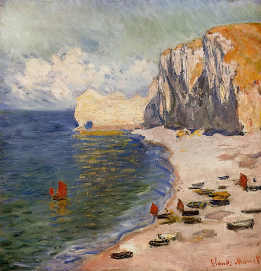 Monet Portrait Paintings: Beyond the Water Lilies to Intimate Human Studies - The Beach and the Falaise d'Amont by claude monet