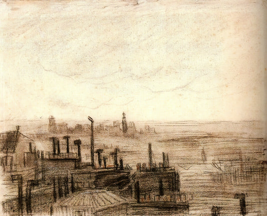 Monet and Van Gogh: A Comparative Study of Impressionism and Post-Impressionism - View of Paris, with the Hôtel de Ville and the Tour-Saint-Jacques by Vincent van Gogh