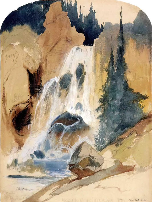 Moran Painting: The American Sublime and the Art of Western Exploration - Crystal Falls watercolour by Thomas Moran