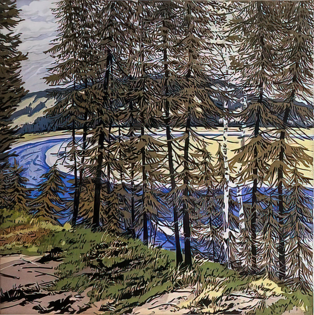 Neil Welliver Framed Art Print: A Collector's Guide to the American Landscape Master - Synthetic Blue St. John - 2000 by Neil Welliver