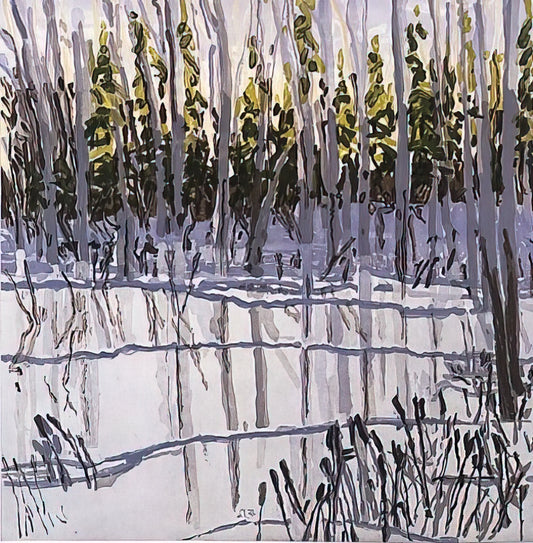 Neil Welliver Posters: The American Landscape Master's Enduring Legacy in Print - Trees Reflected on Ice - 2002 by Neil Welliver