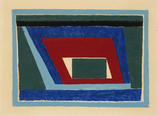 Nesting Tables by Josef Albers: A Masterclass in Geometric Abstraction and Color Theory - UNTITLED ABSTRACTION MANTIC 1940 by Josef Albers