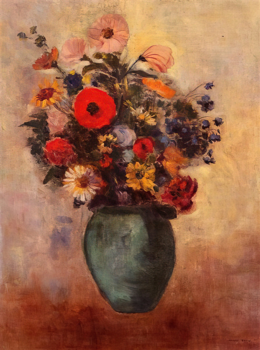 Odilon Redon Print: Exploring the Dreamlike World of Symbolist Masterpieces - VASE OF FLOWERS 3 by Odilon Redon