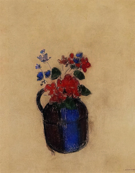 Odilon Redon's The Chariot of Apollo: A Symbolist Masterpiece of Myth and Imagination - SMALL BOUQUET IN A PITCHER by Odilon Redon