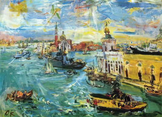 Oskar Kokoschka Prints: Expressionist Masterpieces for the Modern Collector - VENICE DOGANA 1948 by OSKAR KOKOSCHKA