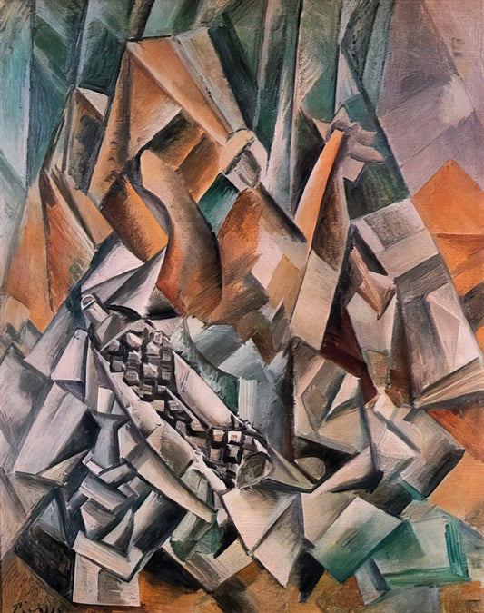 Pablo Picasso Old Paintings: The Formative Years of a Modern Master - Still life with bottle of Anis del Mono - 1909 by Pablo Picasso