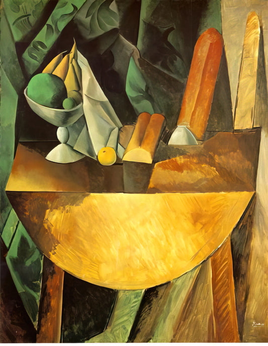 Pablo Picasso: The Revolutionary Genius Who Redefined Modern Art - Bread and dish with fruits on the table by Pablo Picasso