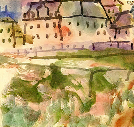 Paul Klee Best Paintings: A Curator's Guide to His Most Iconic Works - HOUSES NEAR THE GRAVEL PIT 1913 by Paul Klee