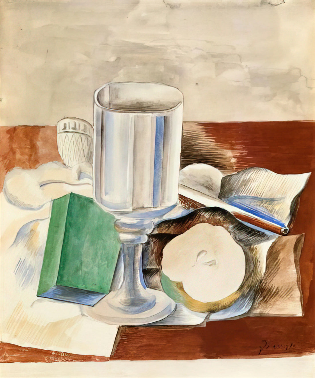 Picasso's Bulls: A Masterclass in Abstraction and Artistic Evolution - Still life with a Glass and an Apple - 1914 by Pablo Picasso
