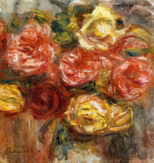 Pierre-Auguste Renoir Self-Portrait: An Intimate Glimpse into the Impressionist Master's Artistic Evolution - Bouquet of Roses in a Vase by Pierre-Auguste Renoir