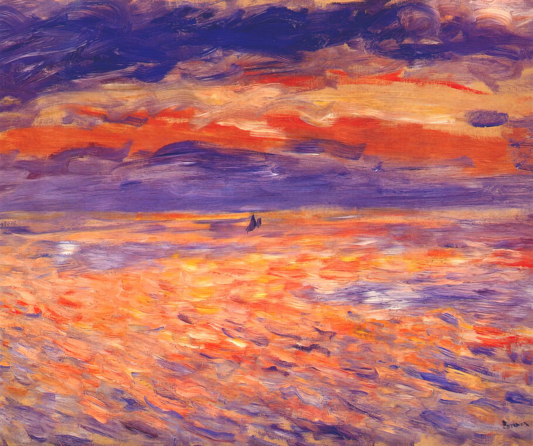 Pierre-Auguste Renoir in the Meadow: A Celebration of Light, Leisure, and Impressionist Joy - Sunset at sea by Pierre-Auguste Renoir