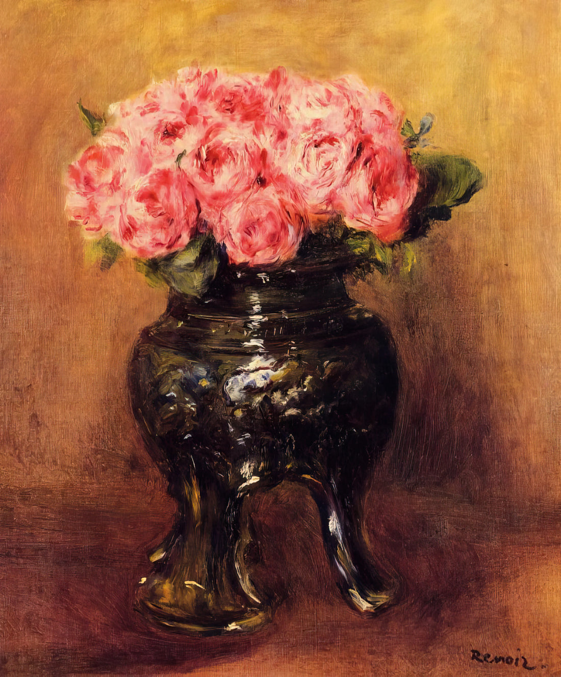 Pierre-Auguste Renoir's Le Moulin de la Galette: A Masterpiece of Impressionist Joy - Roses in a China Vase by Pierre-Auguste Renoir