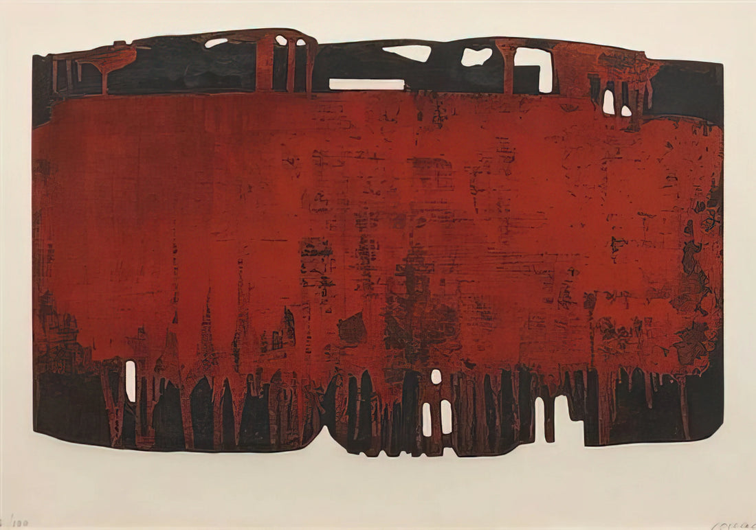 Pierre Soulages Print: A Guide to Owning the Master of Black Light - Composition rouille et noire XXV - 1974 by Pierre Soulages