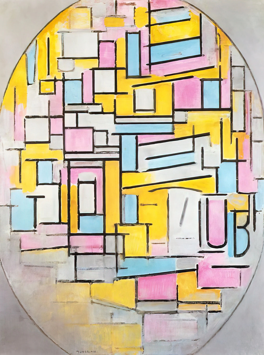 Piet Mondrian Posters: A Guide to the Abstract Pioneer's Iconic Prints - Composition with Oval in Color Planes II by Piet Mondrian