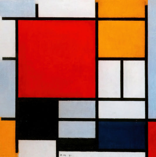Piet Mondrian: From Taschen Books to Timeless Art Prints - Composition with Large Red Plane, Yellow, Black, Gray and Blue by Piet Mondrian