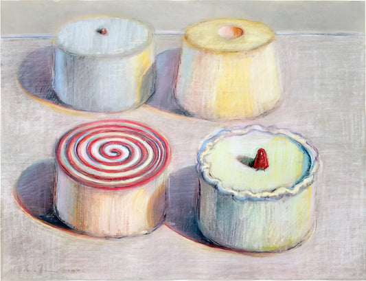 Pop Art Wayne Thiebaud: The Master of American Still Life and Urban Landscapes - Four Cakes - 1996 by Wayne Thiebaud