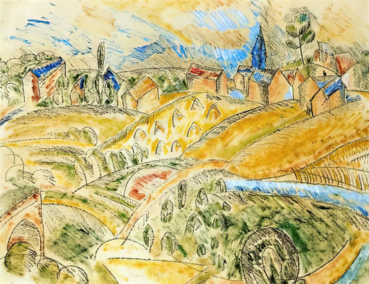 Raoul Dufy Posters & Prints: The Joyful Modernism of a Colorful Master - CUBIST LANDSCAPE WITH HAYSTACKS by Raoul Dufy
