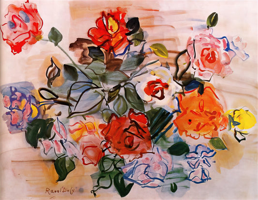 Raoul Dufy and Bianchini Ferier: A Masterful Collaboration in Textile Art - PINK BUNCH 1940 by Raoul Dufy