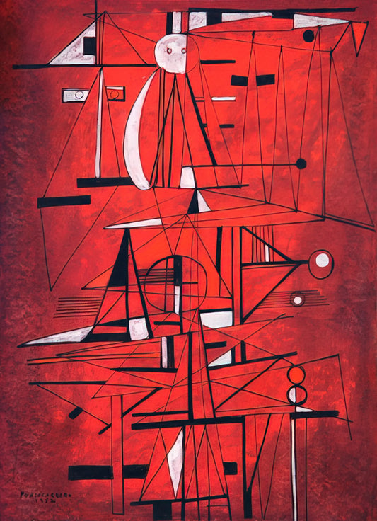 René Portocarrero Paintings: A Journey Through Cuba's Modernist Vision - COMPOSITION 1952 by Rene Portocarrero