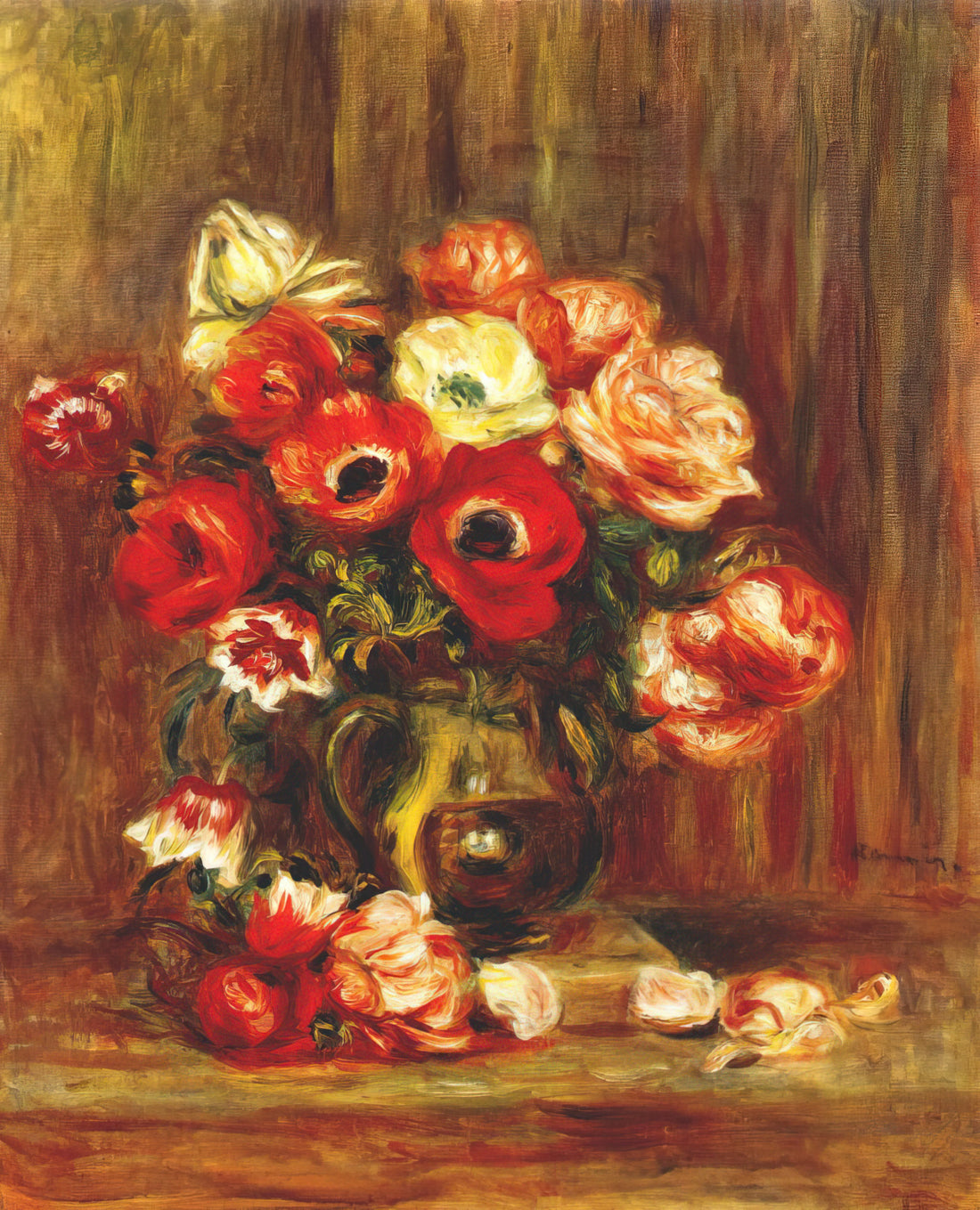 Renoir Canvas Prints: Bringing Impressionist Mastery to Your Home - Still life with anemones by Pierre-Auguste Renoir