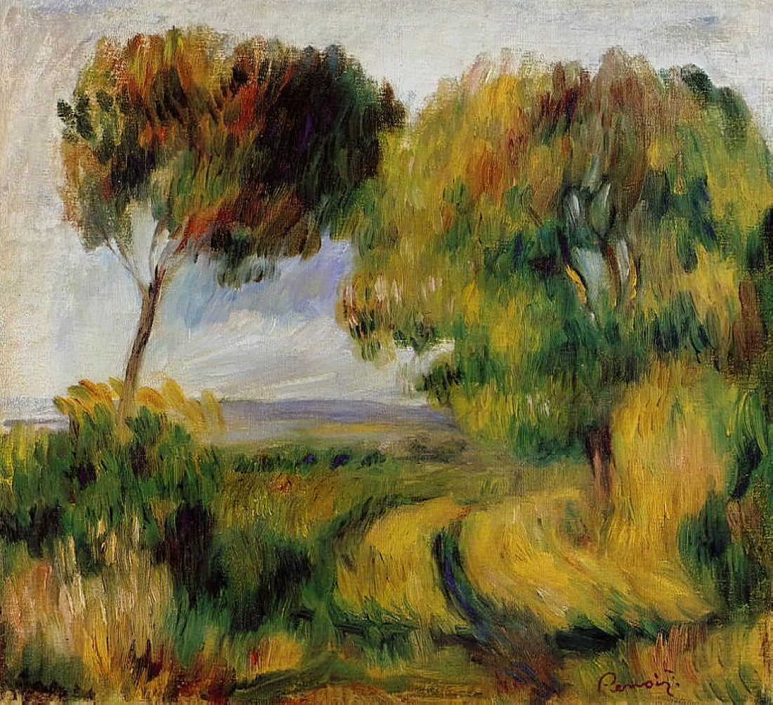 Renoir Framed Prints: Curating Impressionist Masterpieces for Your Home - Breton Landscape Trees and Moor by Pierre-Auguste Renoir