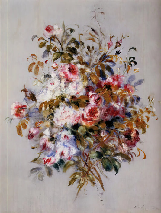 Renoir's Madame Monet and Her Son: A Masterpiece of Impressionist Intimacy - A Bouquet of Roses by Pierre-Auguste Renoir