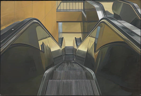 Richard Estes Reproduction: Capturing Photorealism's Precision in Museum-Quality Prints - ESCALATOR 1970 by Richard Estes