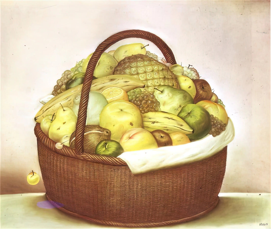 Roberto Botero: The Colombian Master of Monumental Form and Satirical Grace - FRUIT BASKET by Fernando Botero