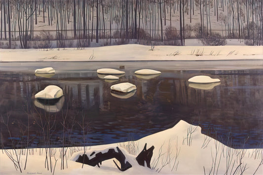Rockwell Kent: The American Artist of Wilderness and Human Spirit - Au Sable River, Winter, Adirondacks by Rockwell Kent