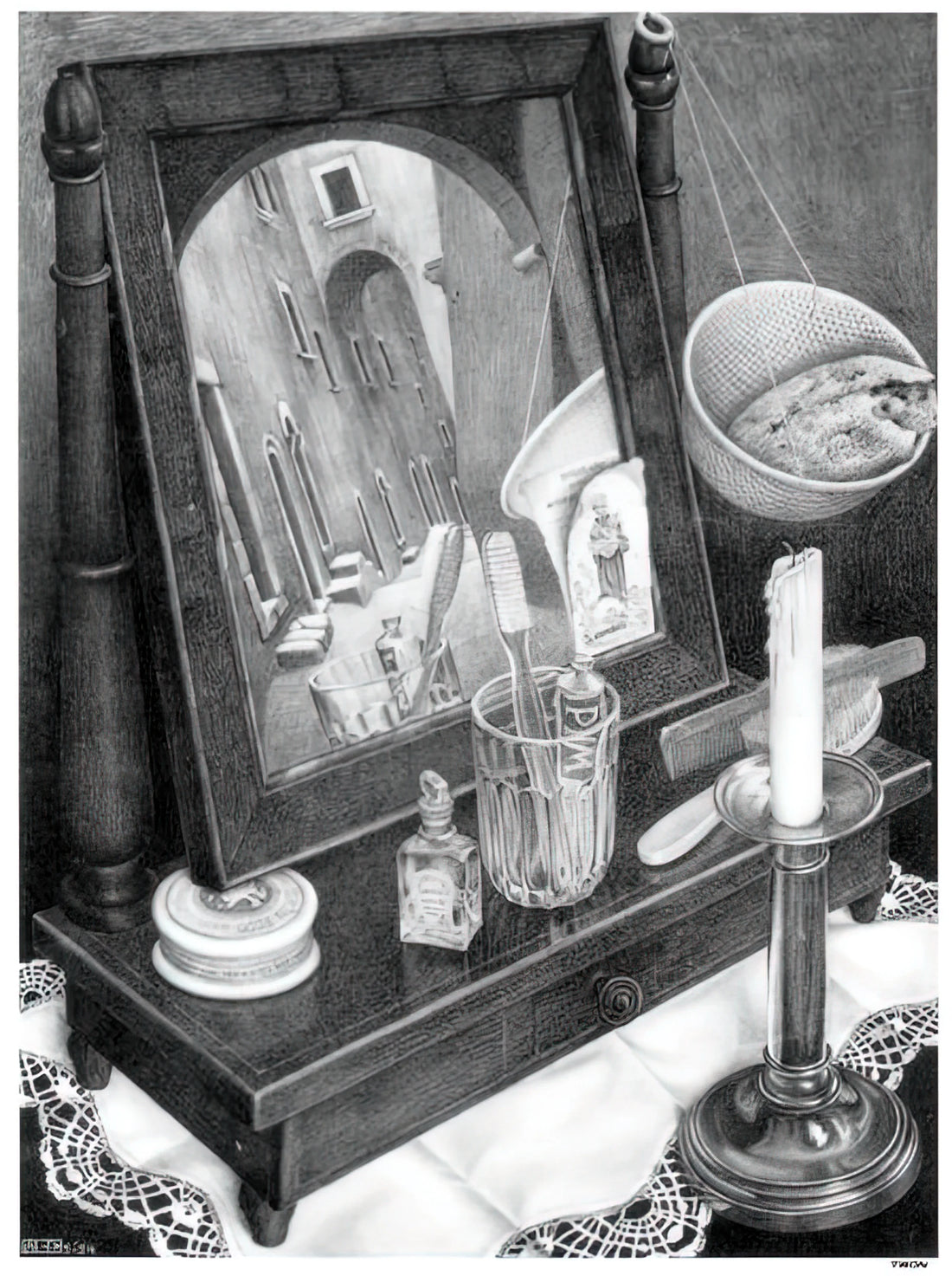 Roger Penrose and M.C. Escher: The Mathematical Dialogue That Transformed Art - CANDLE MIRROR by MC Escher