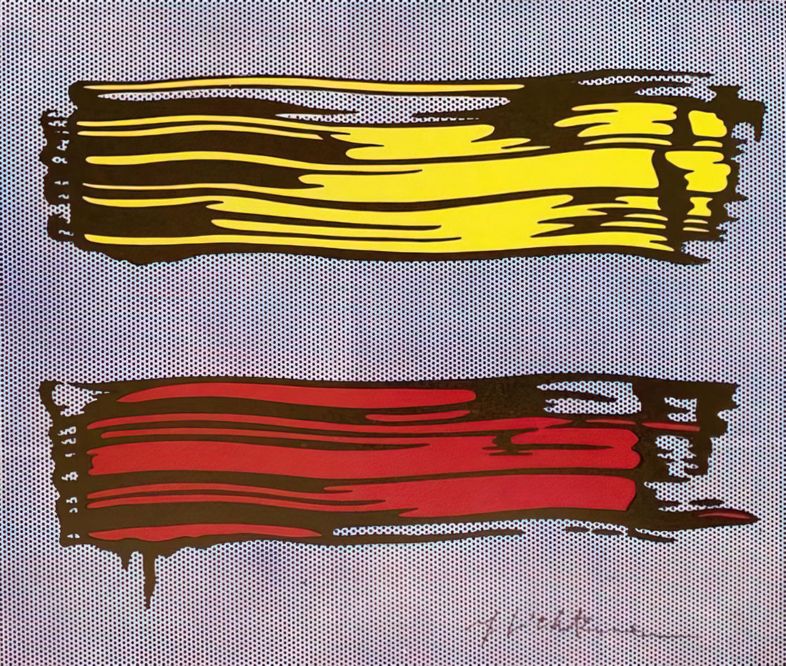 Roy Lichtenstein Coca Cola: Pop Art's Iconic Commentary on Consumer Culture - YELLOW AND RED BRUSHSTROKES 1966 by Roy Lichtenstein