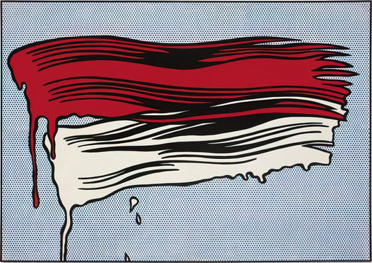 Roy Lichtenstein Drawing: The Foundational Lines of Pop Art's Master - RED AND WHITE BRUSHSTROKES 1965 by Roy Lichtenstein