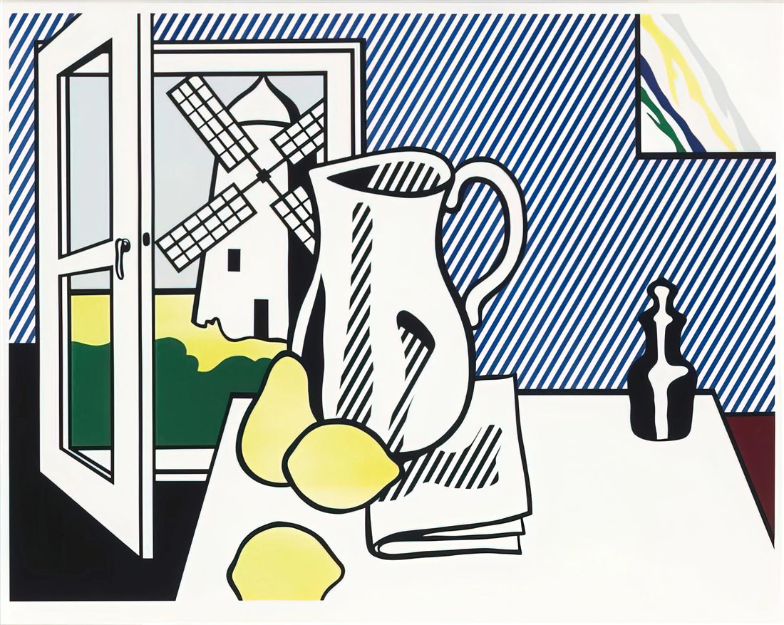 Roy Lichtenstein: The Master of Pop Art Who Transformed Comic Strips into Fine Art - STILL LIFE WITH WINDMILL 1974 by Roy Lichtenstein